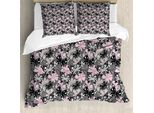 Abakuhaus Copripiumino Butterfly, Romantic Summer, Antiacaro, Adatto A Chi Soffre Di Allergie, Con Federe, 155 Cm X 220 Cm - 80 X 80 Cm, Tortora-Rosa-Nero