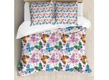 Abakuhaus Copripiumino Butterfly, Motivo Floreale Etnico Vivace, Antiacaro, Adatto A Chi Soffre Di Allergie, Con Federe, 155 Cm X 220 Cm - 80 X 80 Cm, Multicolore