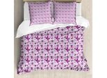 Abakuhaus Copripiumino Butterfly, Colore Viola Fauna, Antiacaro, Adatto A Chi Soffre Di Allergie, Con Federe, 155 Cm X 220 Cm - 80 X 80 Cm, Viola Bianco