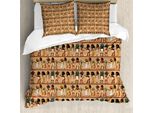Abakuhaus Copripiumino Egiziano, Cartone Animato Egittologico, Antiacaro, Adatto A Chi Soffre Di Allergie, Con Federe, 155 Cm X 220 Cm - 80 X 80 Cm, Multicolore
