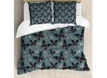 Abakuhaus Copripiumino Butterfly, Elementi Vintage, Antiacaro, Adatto A Chi Soffre Di Allergie, Con Federe, 200 Cm X 200 Cm - 80 X 80 Cm, Multicolore