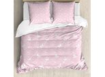Abakuhaus Set Copripiumino A Farfalla Per Letti Matrimoniali, Fiori Rosa Tenue, Antiacaro, Adatto A Chi Soffre Di Allergie, Con Federe, Rosa Chiaro E Bianco