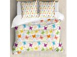 Abakuhaus Copripiumino Butterfly, Stile Cartone Animato Vivid, Antiacaro, Adatto A Chi Soffre Di Allergie, Con Federe, 200 Cm X 200 Cm - 80 X 80 Cm, Multicolore