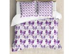 Abakuhaus Copripiumino Butterfly, Effetto Poliestere Moderno, Antiacaro, Adatto A Chi Soffre Di Allergie, Con Federe, 155 Cm X 220 Cm - 80 X 80 Cm, Viola, Azzurro, Bianco