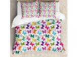 Abakuhaus Copripiumino Butterfly, Fiori Luminosi, Antiacaro, Adatto A Chi Soffre Di Allergie, Con Federe, 200 Cm X 200 Cm - 80 X 80 Cm, Multicolore