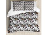 Abakuhaus Copripiumino Butterfly, Stagione Estiva Animali, Antiacaro Adatto A Chi Soffre Di Allergie Con Federe, 155 Cm X 220 Cm - 80 X 80 Cm, Rosa Pallido Arancione Nero