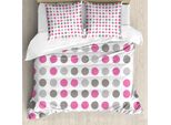 Abakuhaus Copripiumino Geometrico, Motivi A Pois, Antiacaro, Adatto A Chi Soffre Di Allergie, Con Federe, 200 Cm X 200 Cm - 80 X 80 Cm, Rosa, Bianco, Grigio