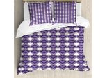 Abakuhaus Copripiumino Geometrico, Vivid Chevron Zigzags, Antiacaro E Anallergico Con Federe, 155 Cm X 220 Cm - 80 X 80 Cm, Dark Purple Lavanda