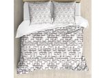 Abakuhaus Set Copripiumino Geometrico Per Letti Matrimoniali, Motivo A Griglia Astratto Moderno, Antiacaro, Adatto A Chi Soffre Di Allergie, Con Federe, Bianco E Marrone Umbra