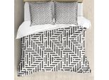 Abakuhaus Copripiumino Geometrico, Linee Corte, Antiacaro, Adatto A Chi Soffre Di Allergie, Con Federe, 155 Cm X 220 Cm - 80 X 80 Cm, Grigio Antracite Bianco