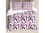 Abakuhaus Copripiumino Geometrico, Stile Antico, Antiacaro, Adatto A Chi Soffre Di Allergie, Con Federe, 155 Cm X 220 Cm - 80 X 80 Cm, Rosa, Bianco, Nero