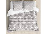 Abakuhaus Copripiumino Geometrico, Retro Grid Half Tone, Antiacaro, Adatto A Chi Soffre Di Allergie, Con Federe, 200 Cm X 200 Cm - 80 X 80 Cm, Bianco Umbra