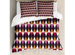 Abakuhaus Copripiumino Geometrico, Forma Rombo Vintage, Antiacaro, Adatto A Chi Soffre Di Allergie, Con Federe, 200 Cm X 200 Cm - 80 X 80 Cm, Multicolore
