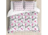 Abakuhaus Copripiumino Geometrico, Persian Teardrop, Antiacaro, Adatto A Chi Soffre Di Allergie, Con Federe, 155 Cm X 220 Cm - 80 X 80 Cm, Rosa, Grigio, Bianco