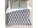 Abakuhaus Copripiumino Geometrico, Bambù Naturale, Antiacaro, Adatto A Chi Soffre Di Allergie, Con Federe, 155 Cm X 220 Cm - 80 X 80 Cm, Blu Scuro Crema