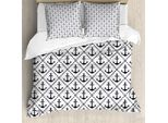 Abakuhaus Copripiumino Geometrico, Seeanker Dots, Antiacaro, Adatto A Chi Soffre Di Allergie, Con Federe, 155 Cm X 220 Cm - 80 X 80 Cm, Blu Scuro E Bianco