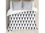 Abakuhaus Copripiumino Geometrico, Sagome Di Cavallucci Marini, Antiacaro, Adatto A Chi Soffre Di Allergie, Con Federe, 155 Cm X 220 Cm - 80 X 80 Cm, Blu Scuro E Bianco