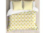 Abakuhaus Copripiumino Geometrico, Motivo Sole Estivo, Antiacaro, Adatto A Chi Soffre Di Allergie, Con Federe, 200 Cm X 200 Cm - 80 X 80 Cm, Giallo Bianco