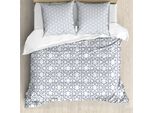Abakuhaus Copripiumino Geometrico, Motivo Asanoha Star, Antiacaro, Adatto A Chi Soffre Di Allergie, Con Federe, 200 Cm X 200 Cm - 80 X 80 Cm, Grigio Bianco