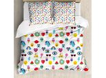 Abakuhaus Copripiumino Con Emoticon, Stile Pop Art Anguria, Antiacaro, Adatto A Chi Soffre Di Allergie, Con Federe, 200 Cm X 200 Cm - 80 X 80 Cm, Multicolore