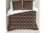 Abakuhaus Copripiumino Asiatico, Motivo Orientale, Antiacaro, Adatto A Chi Soffre Di Allergie, Con Federe, 200 Cm X 200 Cm - 80 X 80 Cm, Giallo Viola