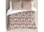 Abakuhaus Copripiumino Eiffel, Motivo Retrò, Antiacaro, Adatto A Chi Soffre Di Allergie, Con Federe, 155 Cm X 220 Cm - 80 X 80 Cm, Salmone Chiaro, Nero, Bianco
