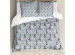 Abakuhaus Copripiumino Eiffel, Motivo Biciclette Retrò, Antiacaro, Adatto A Chi Soffre Di Allergie, Con Federe, 200 Cm X 200 Cm - 80 X 80 Cm, Marrone Azzurro