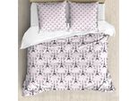 Abakuhaus Copripiumino Eiffel, Cuori A Pois, Antiacaro, Adatto A Chi Soffre Di Allergie, Con Federe, 155 Cm X 220 Cm - 80 X 80 Cm, Rosa Pallido, Nero, Bianco