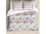 Abakuhaus Copripiumino Eiffel, Blumenreise, Antiacaro, Adatto A Chi Soffre Di Allergie, Con Federe, 155 Cm X 220 Cm - 80 X 80 Cm, Rosa, Nero, Bianco