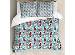 Abakuhaus Copripiuma Con Coccinelle, Romantici Fiori Di Rosa, Antiacaro, Adatto A Chi Soffre Di Allergie, Con Federe, 155 Cm X 220 Cm - 80 X 80 Cm, Azzurro, Rosso, Nero