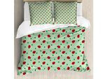 Abakuhaus Copripiumino Con Coccinelle, Pois Con Insetti, Antiacaro, Adatto A Chi Soffre Di Allergie, Con Federe, 200 Cm X 200 Cm - 80 X 80 Cm, Verde, Rosso, Nero