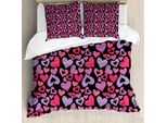 Abakuhaus Copripiumino, Cuori Rosa San Valentino, Antiacaro, Adatto A Chi Soffre Di Allergie, Con Federe, 155 Cm X 220 Cm - 80 X 80 Cm, Multicolore