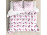Abakuhaus Copripiumino Liebe, Rosa Con Cuori E Pony, Antiacaro, Adatto A Chi Soffre Di Allergie, Con Federe, 155 Cm X 220 Cm - 80 X 80 Cm, Rosa E Bianco
