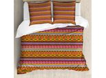 Abakuhaus Copripiumino Messicano, Folk Vintage-Geometric, Antiacaro, Adatto A Chi Soffre Di Allergie, Con Federe, 200 Cm X 200 Cm - 80 X 80 Cm, Multicolore