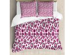 Abakuhaus Copripiumino Love, Cuori E Cerchi Rosa, Antiacaro, Adatto A Chi Soffre Di Allergie, Con Federe, 155 Cm X 220 Cm - 80 X 80 Cm, Rosa-Nero-Bianco