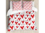 Abakuhaus Copripiumino, Biglietto Scritto A Mano Di San Valentino, Antiacaro, Adatto A Chi Soffre Di Allergie, Con Federe, 200 Cm X 200 Cm - 80 X 80 Cm, Vermiglio, Nero, Bianco