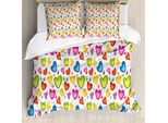 Abakuhaus Copripiumino Liebe, Farfalle Colorate, Antiacaro, Adatto A Chi Soffre Di Allergie, Con Federe, 200 Cm X 200 Cm - 80 X 80 Cm, Multicolore