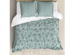 Abakuhaus Set Copripiumino Vintage Per Letti Matrimoniali, Giardino Fiorito Rustico, Antiacaro, Adatto A Chi Soffre Di Allergie, Con Federe, Azzurro, Marrone Umbra, Crema