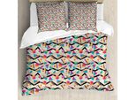 Abakuhaus Copripiumino Vintage, Anni '80 Memphis Geometrico, Antiacaro, Adatto A Chi Soffre Di Allergie, Con Federe, 200 Cm X 200 Cm - 80 X 80 Cm, Multicolore