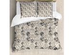Abakuhaus Copripiumino Kompass, Motivo Continenti, Antiacaro, Adatto A Chi Soffre Di Allergie, Con Federe, 200 Cm X 200 Cm - 80 X 80 Cm, Nero, Grigio, Marrone Chiaro