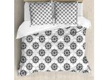 Abakuhaus Copripiumino Kompass, Vintage Exploration, Antiacaro, Adatto A Chi Soffre Di Allergie, Con Federe, 155 Cm X 220 Cm - 80 X 80 Cm, Bianco E Nero
