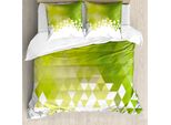 Abakuhaus Copripiumino Verde, Motivo Astratto Triangolare, Antiacaro, Adatto A Chi Soffre Di Allergie, Con Federe, 155 Cm X 220 Cm - 80 X 80 Cm, Giallo Verde Lime