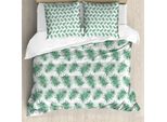Abakuhaus Copripiumino Verde, Acquerello Tropical Palm, Antiacaro, Adatto A Chi Soffre Di Allergie, Con Federe, 155 Cm X 220 Cm - 80 X 80 Cm, Verde Bosco Bianco