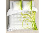 Abakuhaus Copripiumino Verde, Feng Shui Giardino, Antiacaro, Adatto A Chi Soffre Di Allergie, Con Federe, 155 Cm X 220 Cm - 80 X 80 Cm, Verde Lime Chiaro