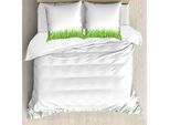 Abakuhaus Copripiumino Verde, Erba Fresca-Prato-Giardino, Antiacaro Adatto A Chi Soffre Di Allergie Con Federe, 155 Cm X 220 Cm - 80 X 80 Cm, Verde Lime Bianco