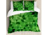 Abakuhaus Copripiumino Verde, Triangoli Mosaico Astratto, Antiacaro, Adatto A Chi Soffre Di Allergie, Con Federe, 155 Cm X 220 Cm - 80 X 80 Cm, Verde Scuro Verde Chiaro