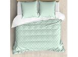 Abakuhaus Copripiumino Verde, Pois Retrò, Antiacaro, Adatto A Chi Soffre Di Allergie, Con Federe, 155 Cm X 220 Cm - 80 X 80 Cm, Verde Menta E Bianco