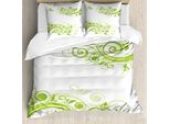 Abakuhaus Copripiumino Verde, Motivo Floreale, Antiacaro, Adatto A Chi Soffre Di Allergie, Con Federe, 200 Cm X 200 Cm - 80 X 80 Cm, Verde Mela, Verde Chiaro