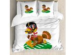 Abakuhaus Copripiumino Tacchino, American Football Vogel, Antiacaro, Adatto A Chi Soffre Di Allergie, Con Federe, 155 Cm X 220 Cm - 80 X 80 Cm, Multicolore