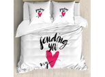 Abakuhaus Copripiumino Love, Send My Heart Words, Antiacaro, Adatto A Chi Soffre Di Allergie, Con Federe, 200 Cm X 200 Cm - 80 X 80 Cm, Rosa, Nero, Bianco